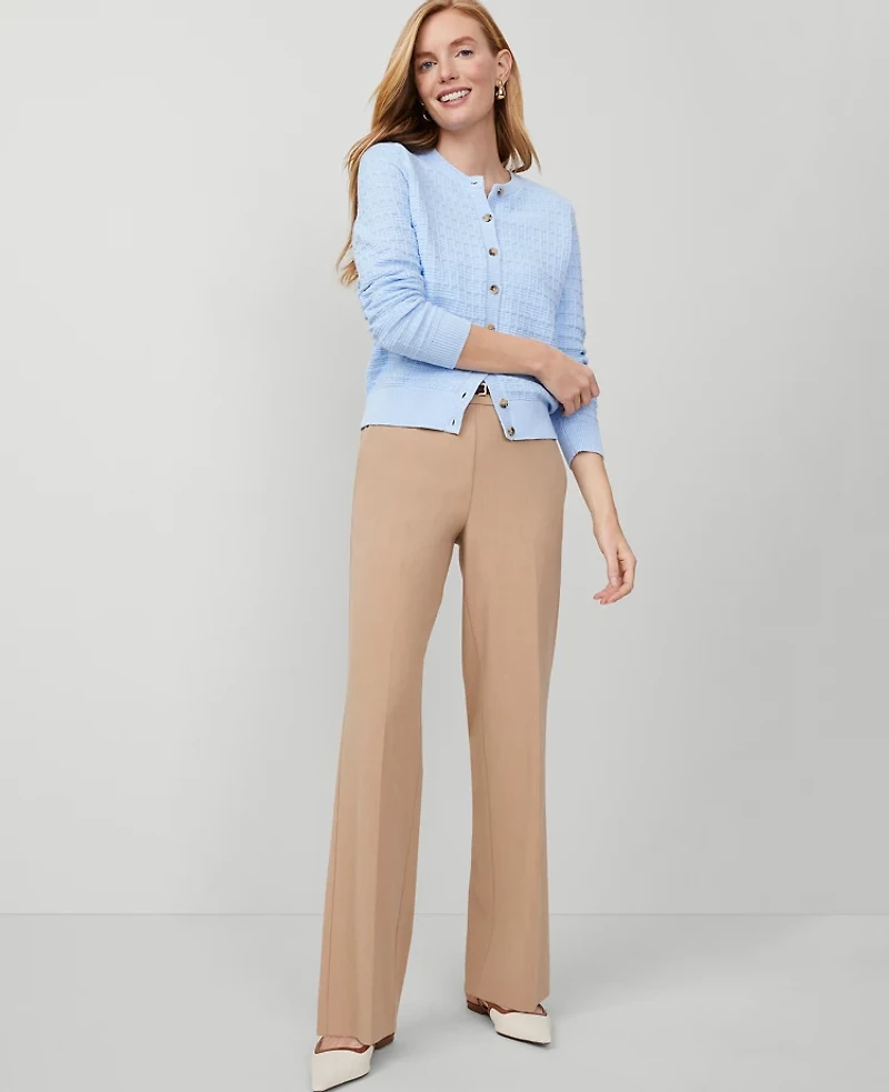 Ann Taylor The Side-Zip Straight Pant in Bi-Stretch Size 10 Cafe Au Lait Women's