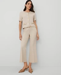Ann Taylor The Petite Side Zip Flare Pant Toasted Oat Women's