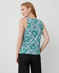 Ann Taylor Floral Mixed Media Tank Top Mellow Mint Women's