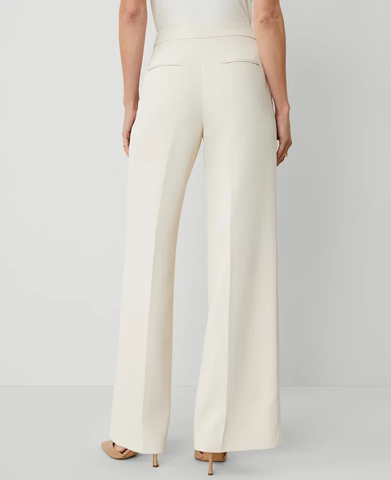 Ann Taylor The Side-Zip Wide-Leg Pant Fluid Crepe Ivory Whisper Women's