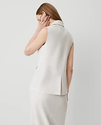 Ann Taylor The Petite Long Double Breasted Vest Tan Texture Women's