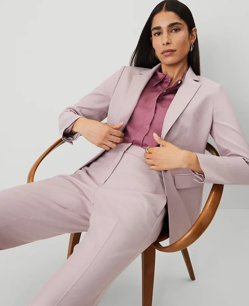 Ann Taylor The Petite Long Notched One Button Blazer Size 16 Rosy Mauve Women's