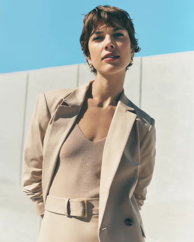 Ann Taylor The Crosby Blazer Doubleweave Toasted Oat Women's