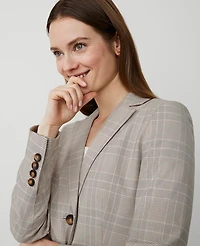 Ann Taylor The Petite Greenwich Blazer Plaid Cashew Beige Women's