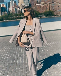 Ann Taylor The Petite Greenwich Blazer Plaid Cashew Beige Women's