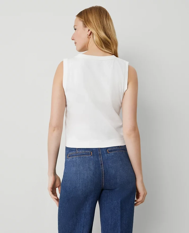 Ann Taylor Knit V-Neck Vest Size 2XL White Women's