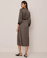 Ann Taylor Chain Link Print Midi Dress Black Women's