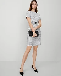 Ann Taylor Tweed Sheath Dress White/Black Multi Women's