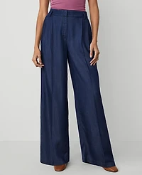 Ann Taylor The Petite Wide-Leg Pant Refined Denim Royal Indigo Women's