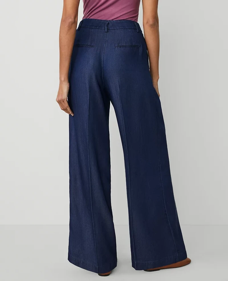 Ann Taylor The Petite Wide-Leg Pant Refined Denim Royal Indigo Women's