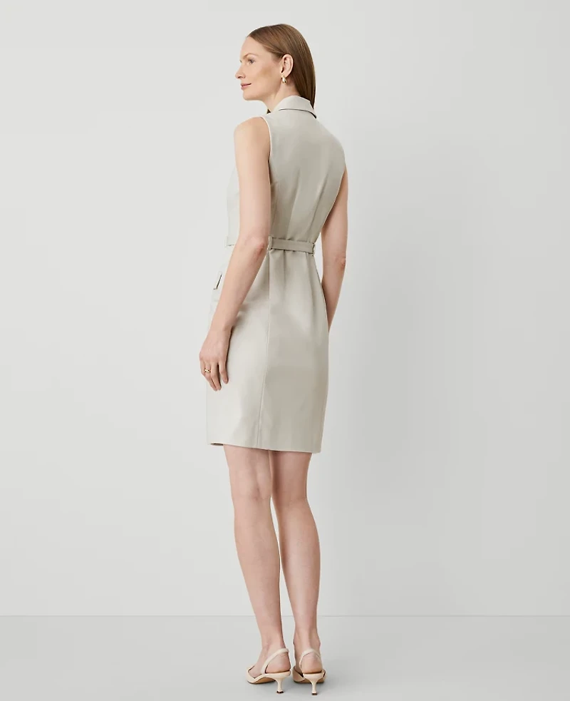 Ann Taylor The Petite Blazer Halter Dress Stretch Cotton Tahini Women's