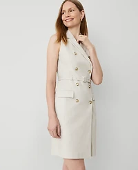 Ann Taylor The Petite Blazer Halter Dress Stretch Cotton Tahini Women's