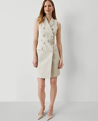 Ann Taylor The Petite Blazer Halter Dress Stretch Cotton Tahini Women's