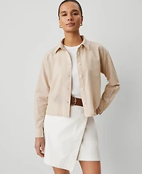 Ann Taylor Weekend Collection Drop Shoulder Shirt Toasted Oat Women's