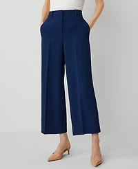 Ann Taylor The Wide-Leg Cropped Pant Fluid Crepe Pure Sapphire Women's