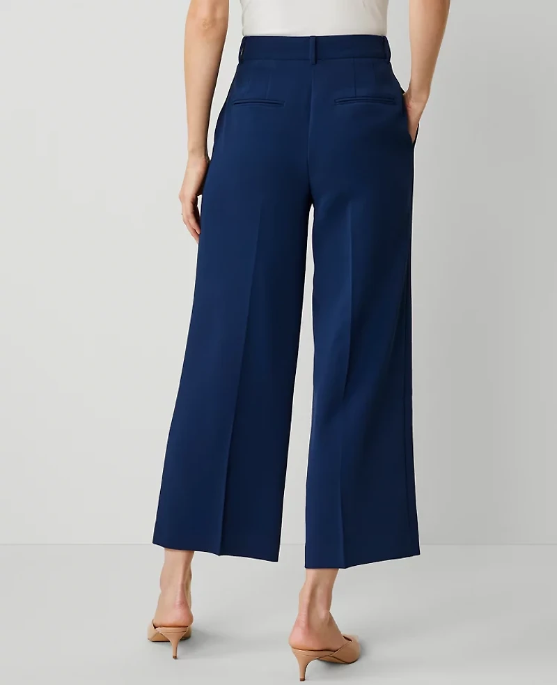 Ann Taylor The Wide-Leg Cropped Pant Fluid Crepe Pure Sapphire Women's