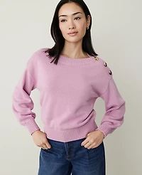 Ann Taylor Petite Ribbed-Trim Boatneck Sweater Women's