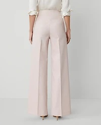 Ann Taylor The Button Trim Sailor Wide-Leg Pant Houndstooth Pink/White Combo Women's