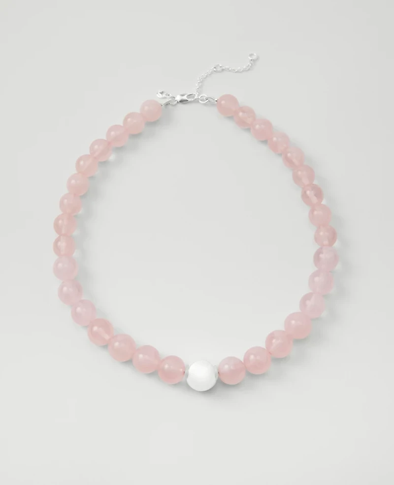 Ann Taylor Stone Ball Statement Necklace Pink Peony Women's