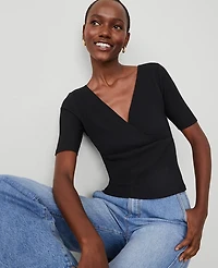 Ann Taylor Petite Crossover Neck Top 2XS Women's