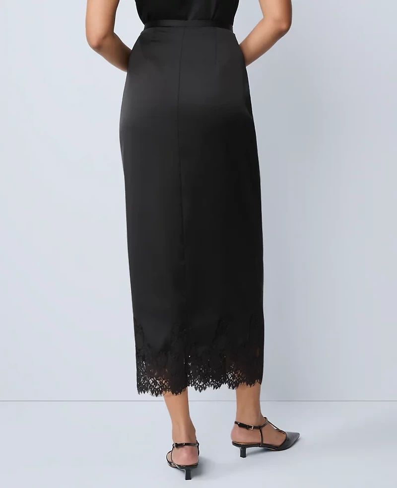 Ann Taylor Satin Lace Hem Wrap Skirt Women's