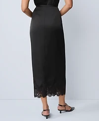 Ann Taylor Satin Lace Hem Wrap Skirt Women's