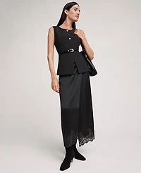 Ann Taylor Satin Lace Hem Wrap Skirt Women's