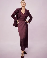 Ann Taylor Satin Lace Hem Wrap Skirt Poised Plum Women's