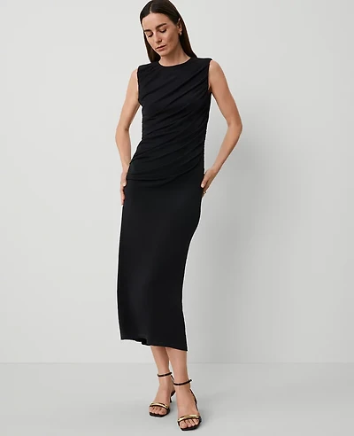 Ann Taylor Knit Midi Sheath Dress Size 00 Black Women's