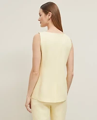 Ann Taylor Petite Linen Blend Long Vest Yellow Buttercream Women's