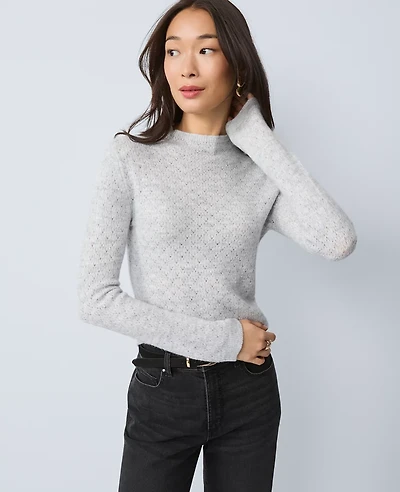 Ann Taylor Pointelle Mock Neck Sweater Women's