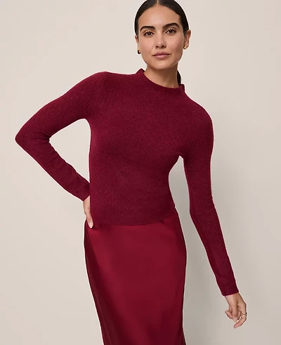 Ann Taylor Pointelle Mock Neck Sweater Women's