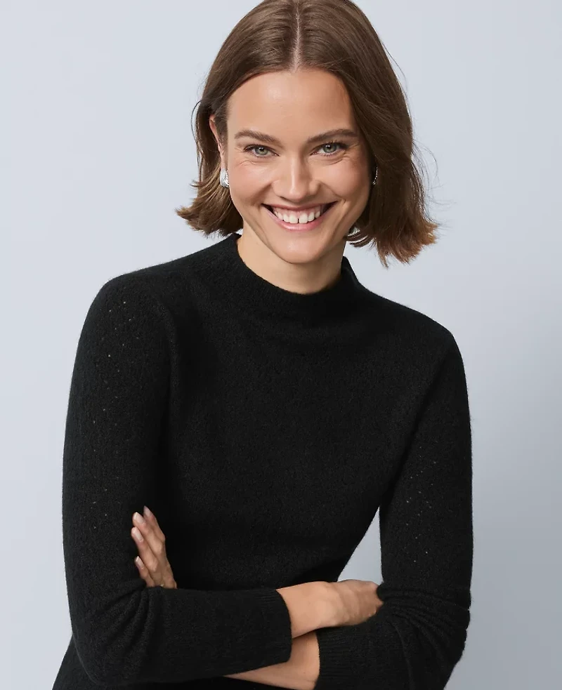 Ann Taylor Pointelle Mock Neck Sweater Women's