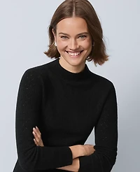 Ann Taylor Pointelle Mock Neck Sweater Women's
