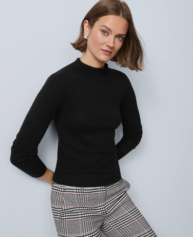 Ann Taylor Pointelle Mock Neck Sweater Women's