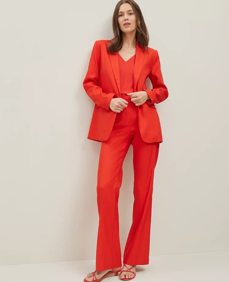Ann Taylor The Trouser Pant Linen Blend Fiery Red Women's