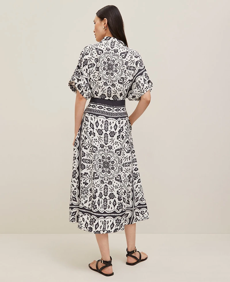 Ann Taylor Tiled Satin Button Dress Black Women's