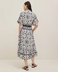 Ann Taylor Tiled Satin Button Dress Black Women's