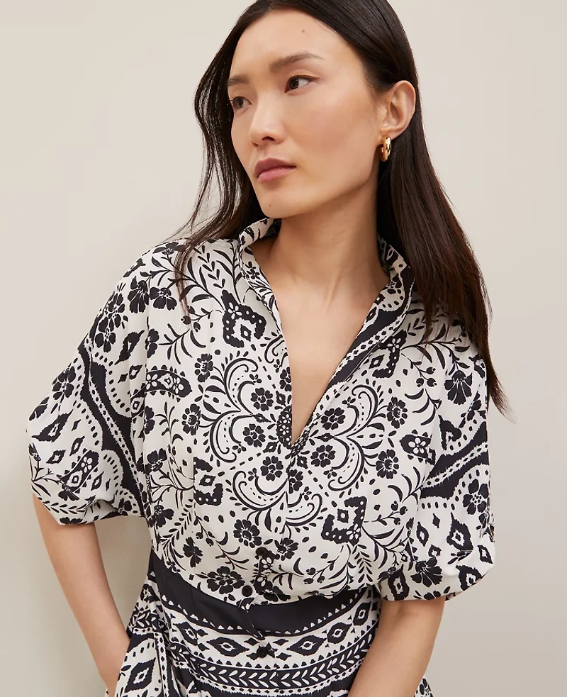 Ann Taylor Tiled Satin Button Dress Black Women's