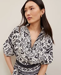 Ann Taylor Tiled Satin Button Dress Black Women's