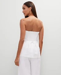Ann Taylor Strapless Linen Blend Tunic Top Size Medium White Women's
