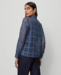 Ann Taylor Ruffle Collar Lace Blouse Women's
