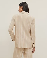 Ann Taylor The Petite Double Breasted Blazer Pinstripe Sandstorm Women's