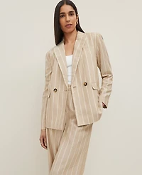 Ann Taylor The Petite Double Breasted Blazer Pinstripe Sandstorm Women's