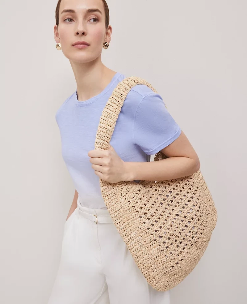 Ann Taylor Weekend Collection Ombré Linen-Blend T-Shirt Size Large Indigo Ombre Women's