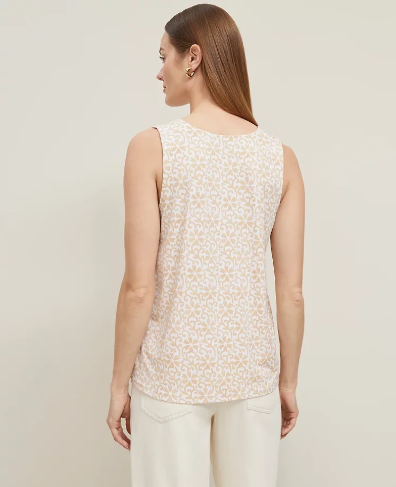 Ann Taylor Floral Mixed Media Shell Top Size XL Sands Edge Women's