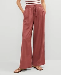 Ann Taylor Weekend Collection Pull-On Wide-Leg Pant Linen Blend Women's