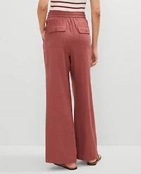 Ann Taylor Weekend Collection Pull-On Wide-Leg Pant in Linen Blend Size Large Apple Butter Women's