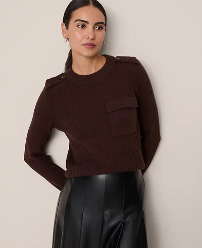 Ann Taylor Ribbed Pocket Sweater Women's