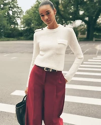 Ann Taylor Ribbed Pocket Sweater Women's